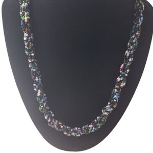 Handmade Women's Seed Bead Multicolored Braided Choker Necklace 9.5 Inches‎
